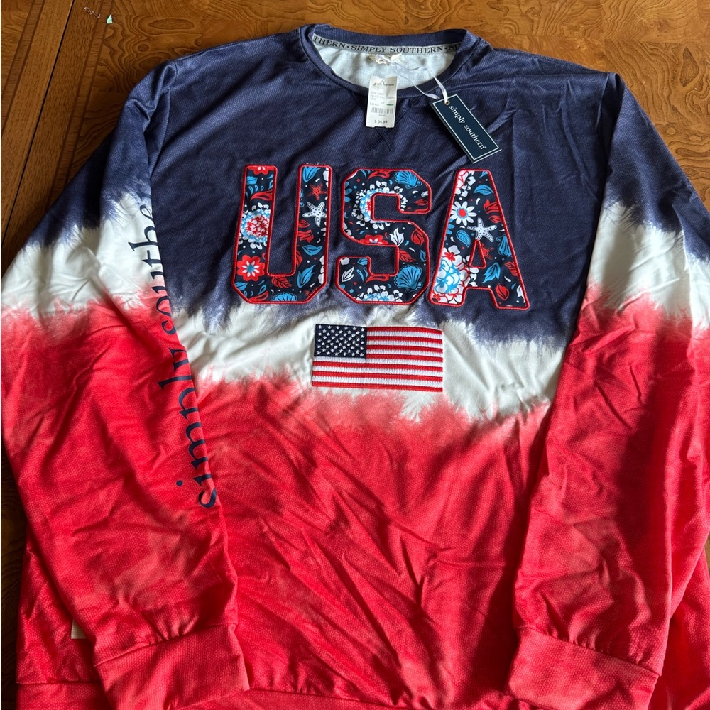 Simply Southern USA Flag Sweater - Red, White, and Blue
